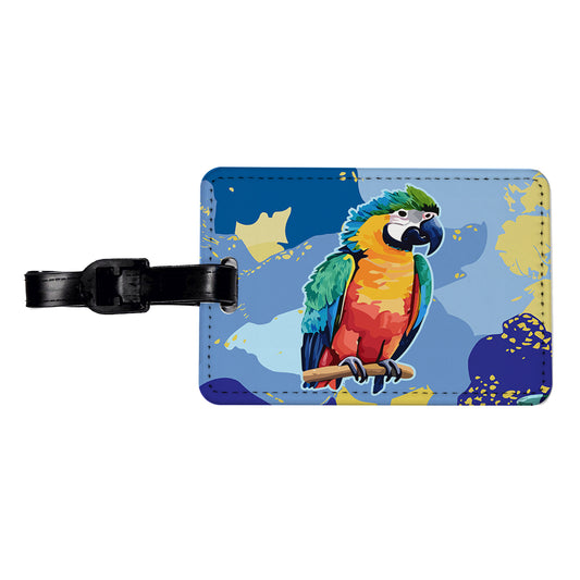 Parrot Bird Colorful Watercolor Travel Faux Leather Luggage Tag