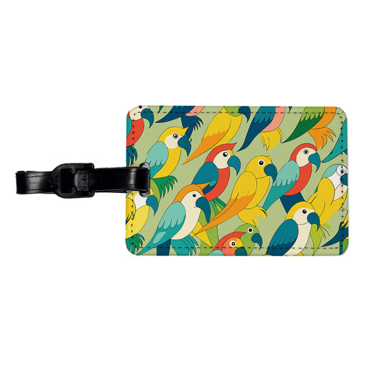Parrots Pattern Travel Faux Leather Luggage Tag