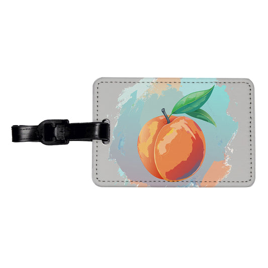 Peach Fruit Watercolor Travel Faux Leather Luggage Tag