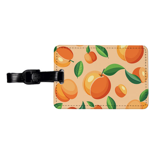 Peaches Scattered Background Pattern Travel Faux Leather Luggage Tag