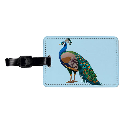 Peacock Indian Peafowl Profile Travel Faux Leather Luggage Tag