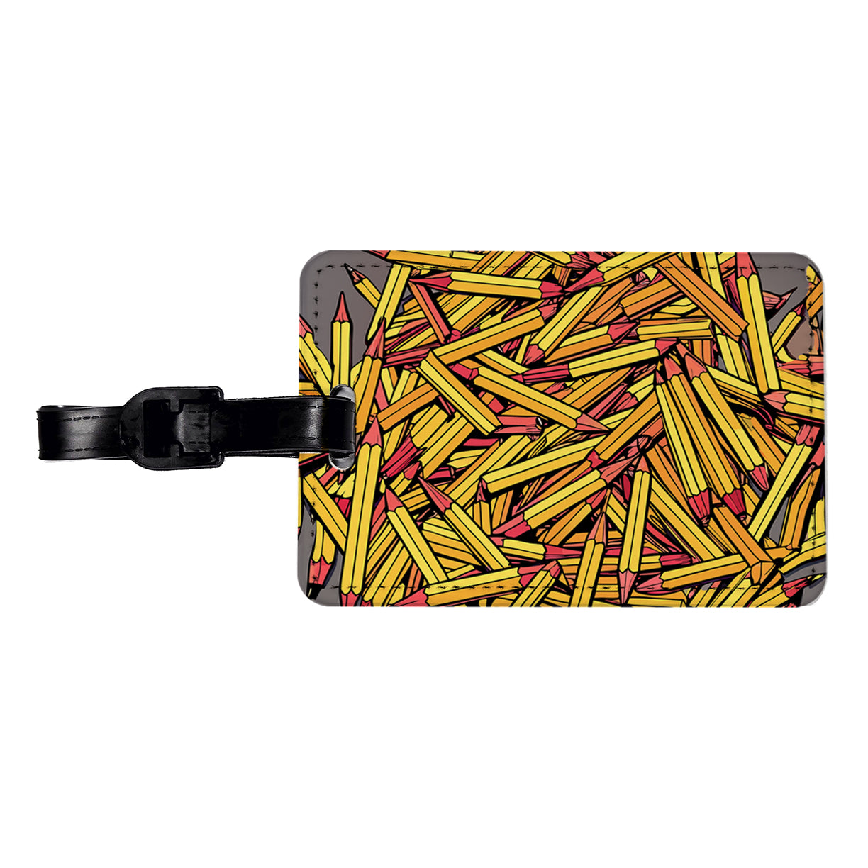 Pencils Piles School Teacher Pattern Travel Faux Leather Luggage Tag