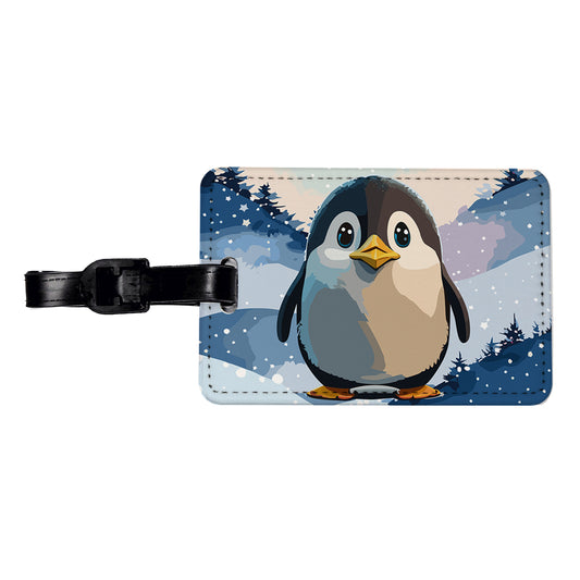 Penguin Staring Travel Faux Leather Luggage Tag