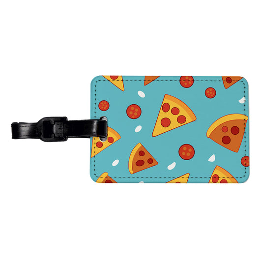 Pepperoni Pizza Scattered Pattern Travel Faux Leather Luggage Tag