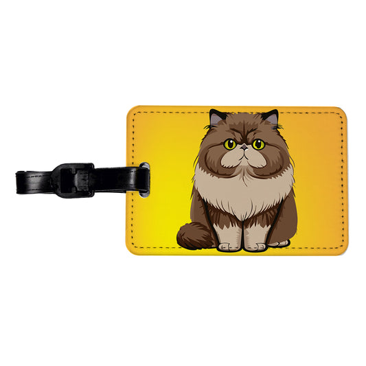 Persian Cat Sitting Travel Faux Leather Luggage Tag