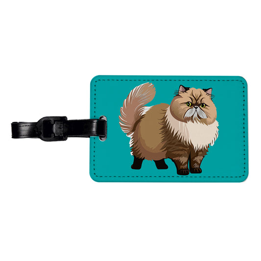 Persian Cat Standing Travel Faux Leather Luggage Tag