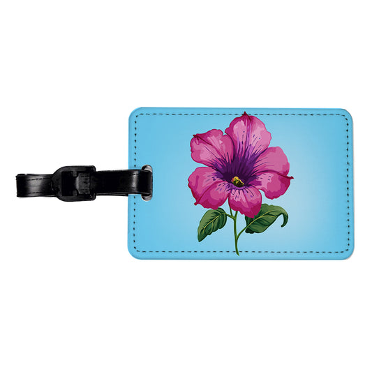 Petunia Flower Watercolor Pink Travel Faux Leather Luggage Tag