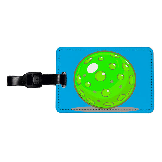 Pickleball Ball Green Travel Faux Leather Luggage Tag