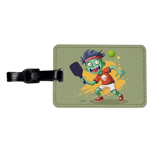 Pickleball Zombie Travel Faux Leather Luggage Tag