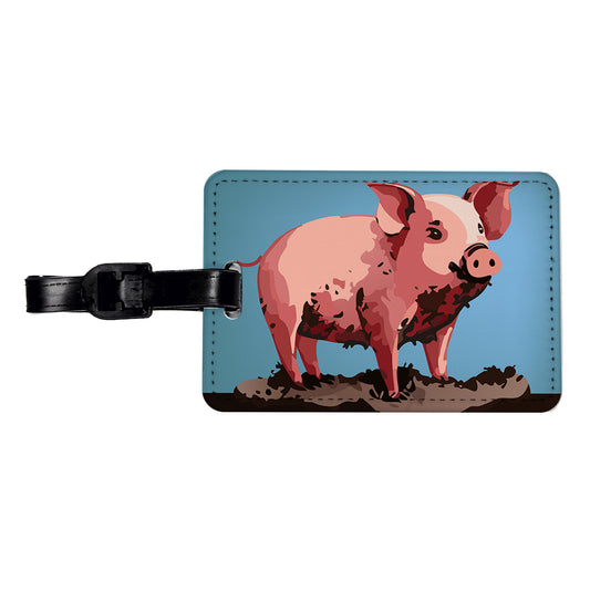 Pig in Mud Travel Faux Leather Luggage Tag