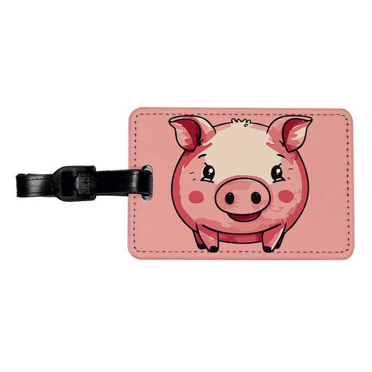 Pig Smiling Standing Travel Faux Leather Luggage Tag