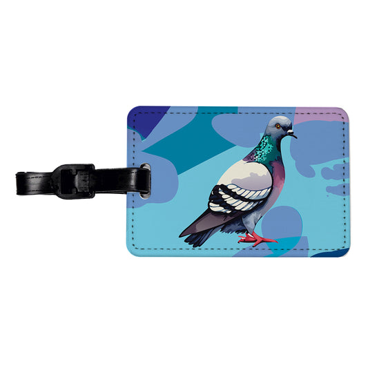 Pigeon Bird Watercolor Travel Faux Leather Luggage Tag