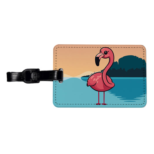 Pink Flamingo Sweet Travel Faux Leather Luggage Tag