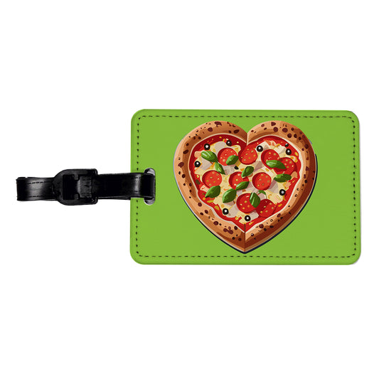 Pizza Heart Love Travel Faux Leather Luggage Tag