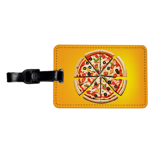 Pizza Sliced Travel Faux Leather Luggage Tag