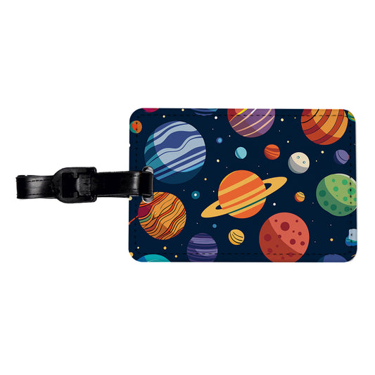 Planets Colorful Pattern Travel Faux Leather Luggage Tag