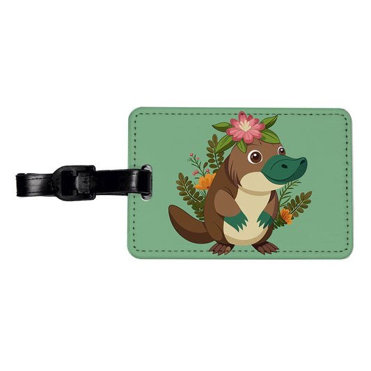 Platypus Floral Flowers Travel Faux Leather Luggage Tag