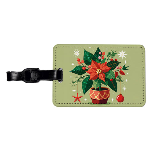 Poinsettia Plant Christmas Beautiful Travel Faux Leather Luggage Tag