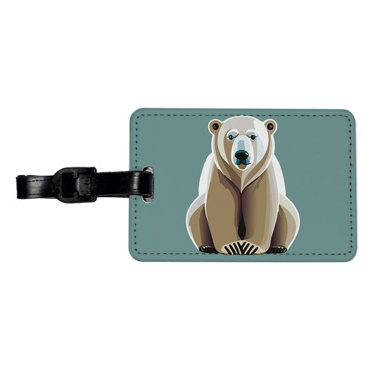 Polar Bear Sitting Travel Faux Leather Luggage Tag