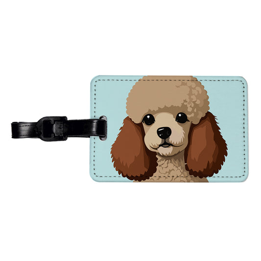 Poodle Head Cute Travel Faux Leather Luggage Tag