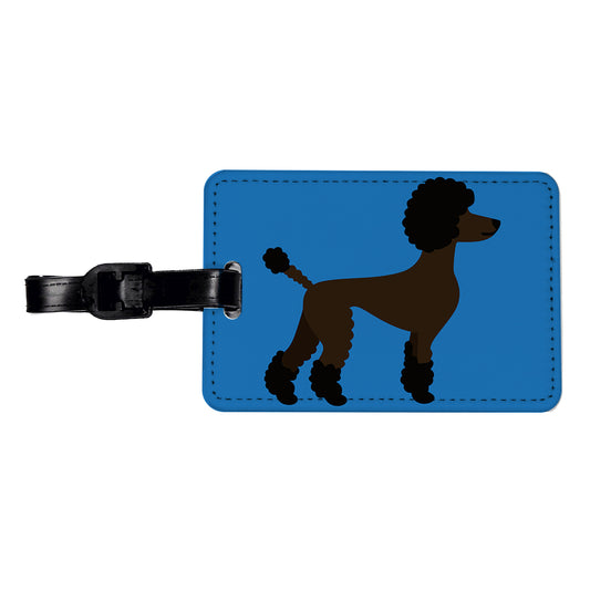 Poodle Silhouette Profile Dog Travel Faux Leather Luggage Tag