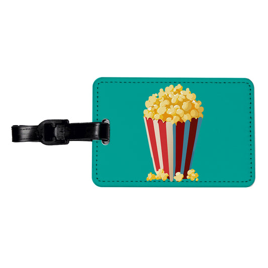 Popcorn Red White Striped Container Travel Faux Leather Luggage Tag