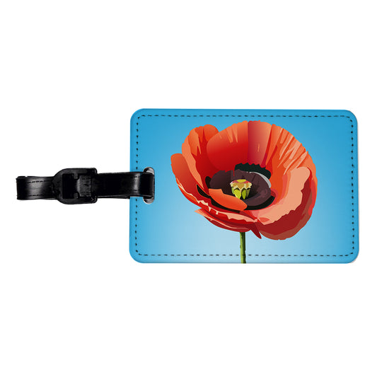 Poppy Flower Red Travel Faux Leather Luggage Tag