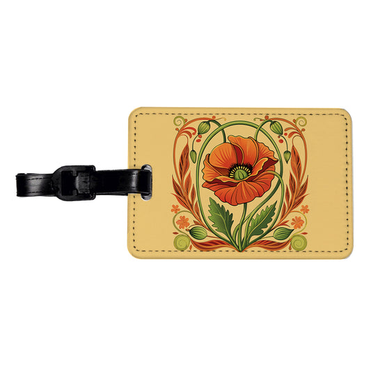 Poppy Poppies Floral Art Nouveau Flowers Elegant Travel Faux Leather Luggage Tag
