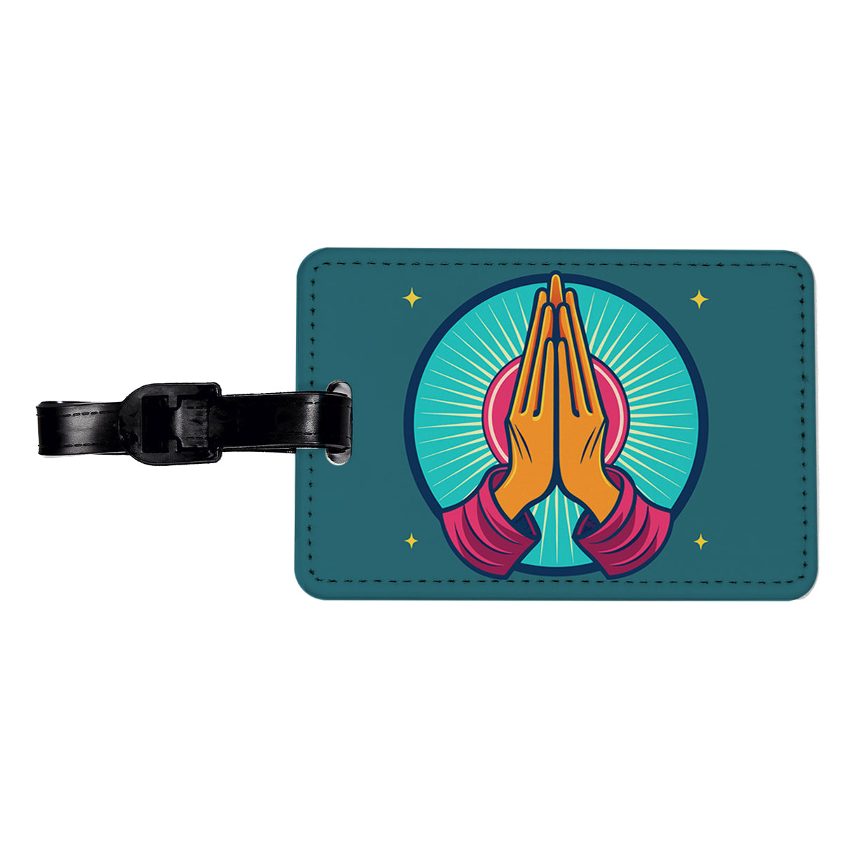 Prayer Praying Pleading Hands Christian Religion Travel Faux Leather Luggage Tag