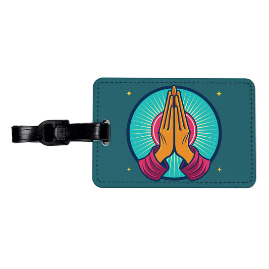 Prayer Praying Pleading Hands Christian Religion Travel Faux Leather Luggage Tag