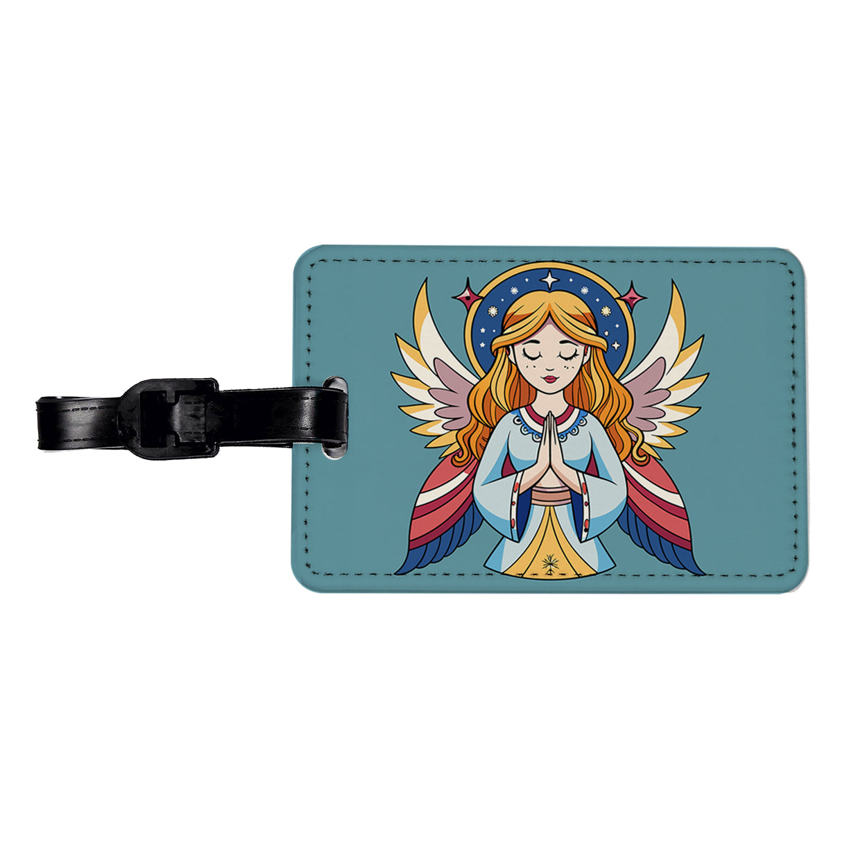 Praying Angel Christian Inspirational Prayer Travel Faux Leather Luggage Tag