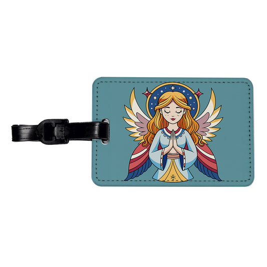 Praying Angel Christian Inspirational Prayer Travel Faux Leather Luggage Tag