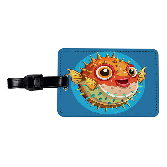 Pufferfish Cute Travel Faux Leather Luggage Tag