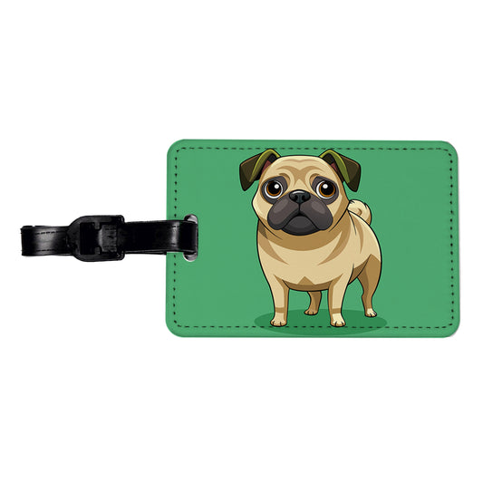 Pug Cute Standing Travel Faux Leather Luggage Tag