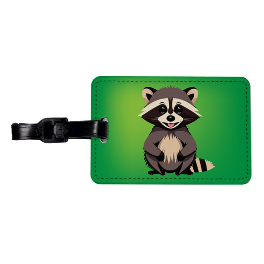 Raccoon Happy Travel Faux Leather Luggage Tag