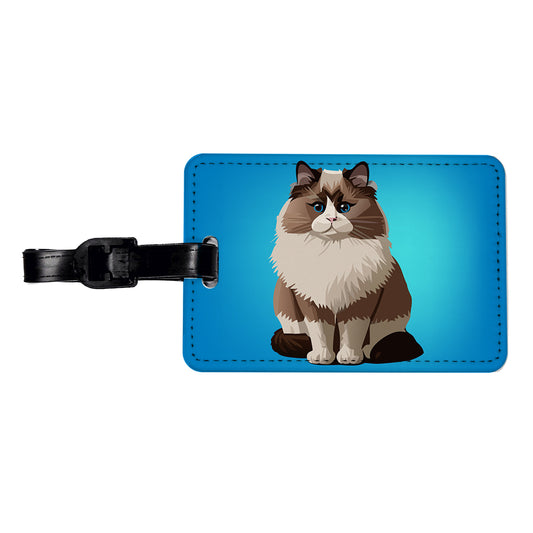 Ragdoll Cat Sitting Travel Faux Leather Luggage Tag