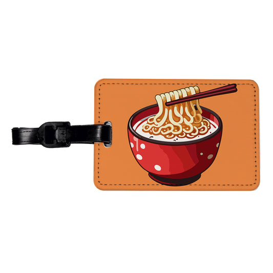 Ramen Red Bowl Chopsticks Food Travel Faux Leather Luggage Tag