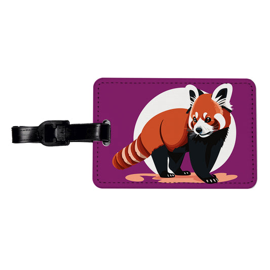 Red Panda Standing Travel Faux Leather Luggage Tag