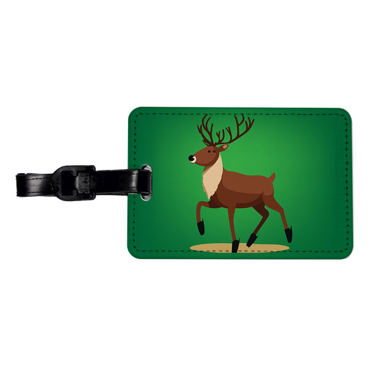 Reindeer Prancing Christmas Travel Faux Leather Luggage Tag
