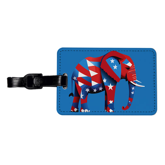 Republican Elephant Patriotic Conservative Vote Travel Faux Leather Luggage Tag
