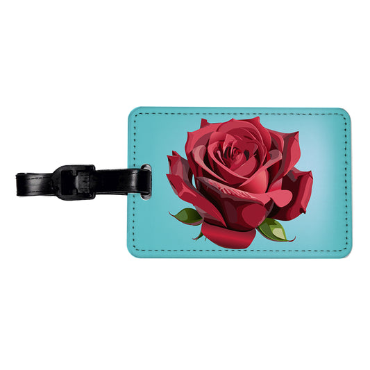 Rose Red Flower Travel Faux Leather Luggage Tag