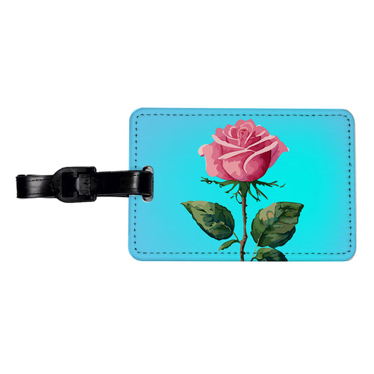 Rose Roses Pink Flower Watercolor Travel Faux Leather Luggage Tag