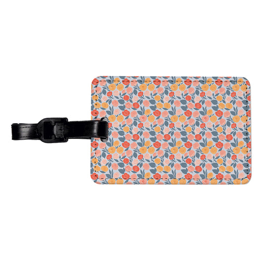 Roses Floral Flowers Muted Pattern Travel Faux Leather Luggage Tag