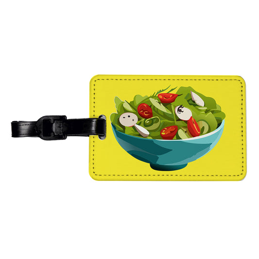 Salad Bowl Vegetables Vegan Vegetarian Travel Faux Leather Luggage Tag
