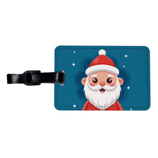 Santa Cute Xmas Christmas Travel Faux Leather Luggage Tag