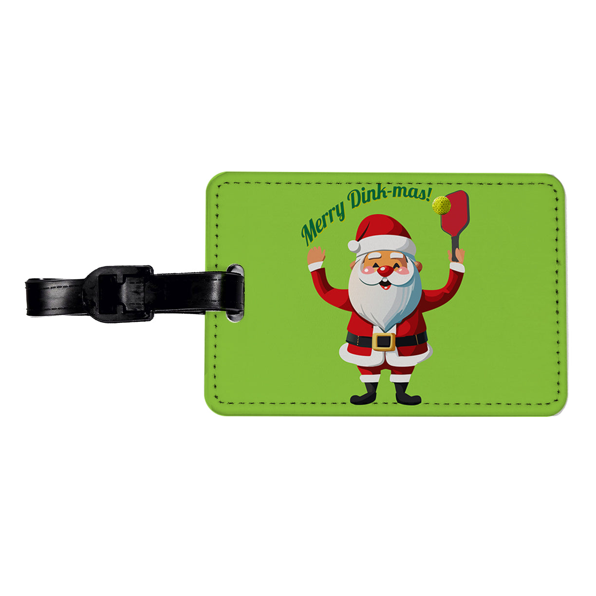 Santa Playing Pickleball Funny Merry Dink-mas Christmas Travel Faux Leather Luggage Tag
