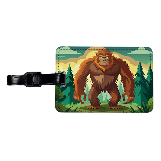 Sasquatch Big Foot Drawing Travel Faux Leather Luggage Tag