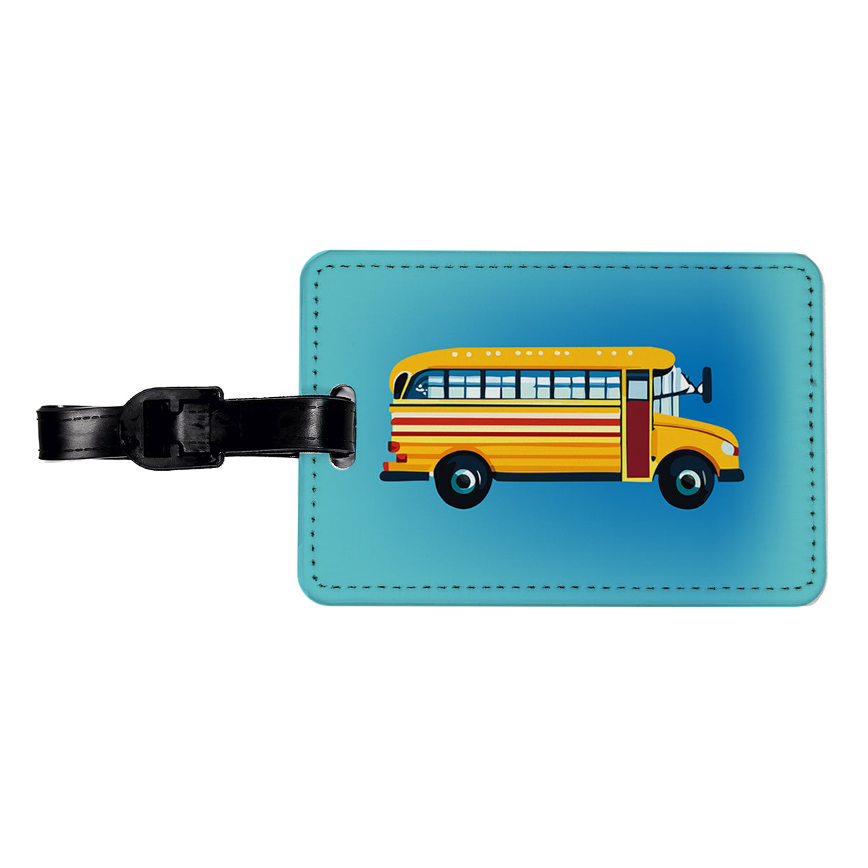 School Bus Travel Faux Leather Luggage Tag
