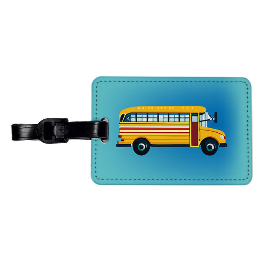 School Bus Travel Faux Leather Luggage Tag