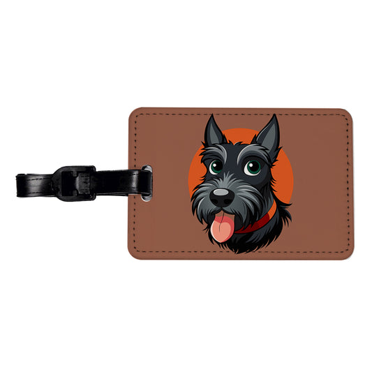 Scottish Terrier Scottie Sticking Out Tongue Travel Faux Leather Luggage Tag
